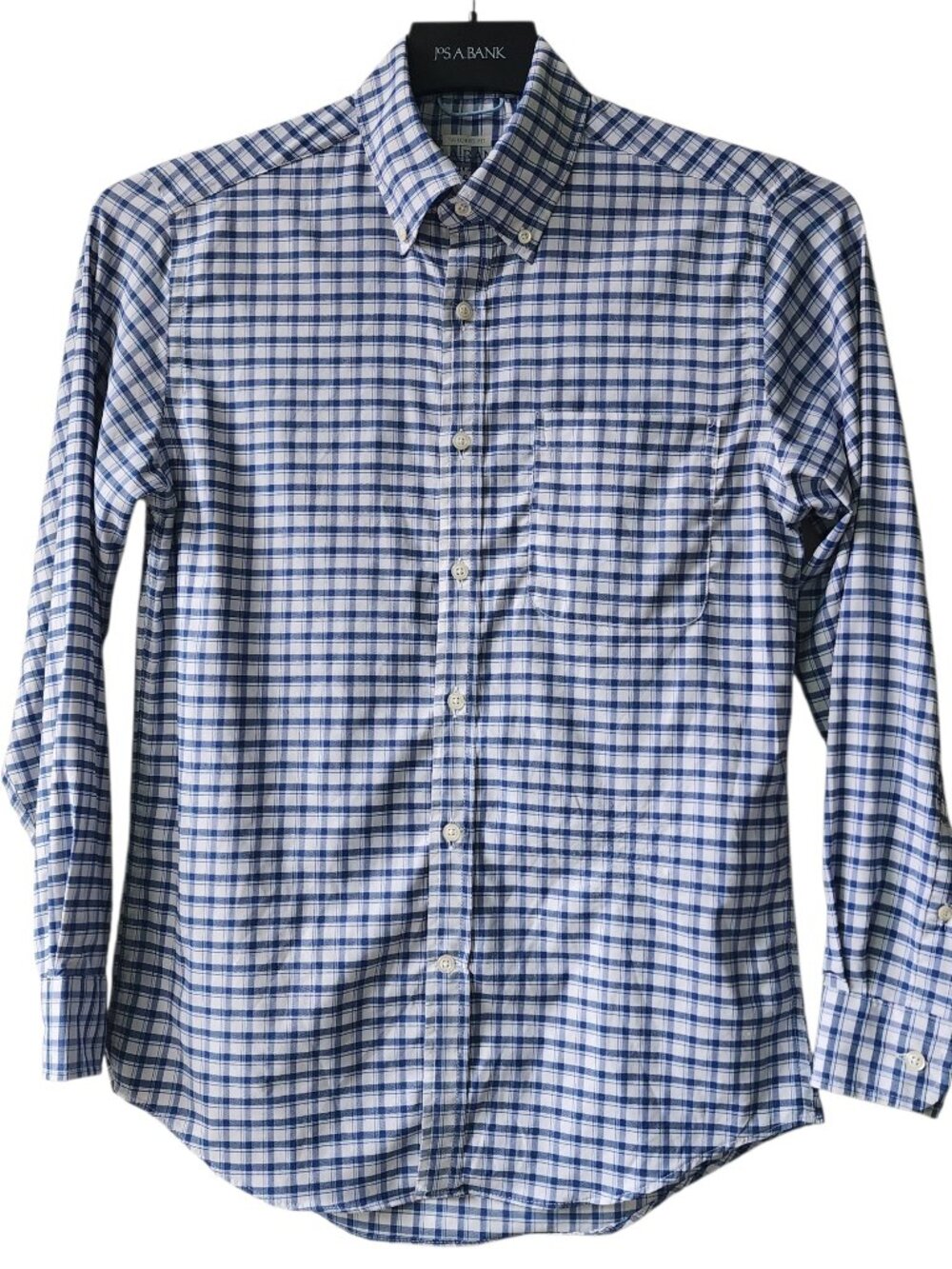 Small Blue Checked Shirt Jos A Bank Traveler Motion Lightweight Tailored Fit S